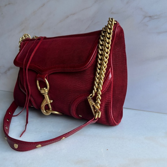 REBECCA MINKOFF MAC Clutch Bombe Blood Red Leather Crossbody Shoulder Bag - Picture 3 of 12